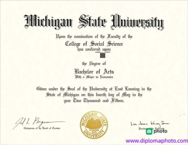 美国密歇根州立大学毕业证书Michigan State University照片