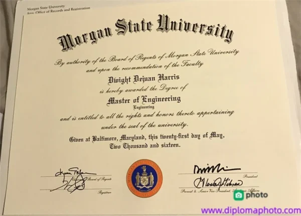 美国摩根州立大学毕业证书Morgan State University照片