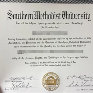 美国南卫理公会大学毕业证书Southern Methodist University照片