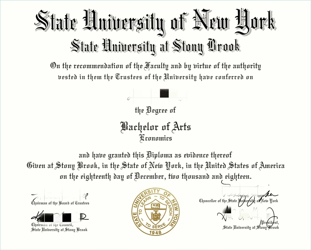 美国纽约州立大学石溪分校毕业证书State University of New York at Stony Brook照片