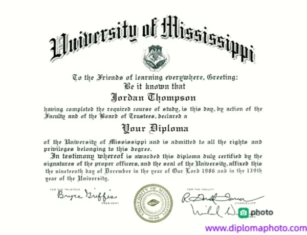 美国密西西比大学毕业证书University of Mississippi照片