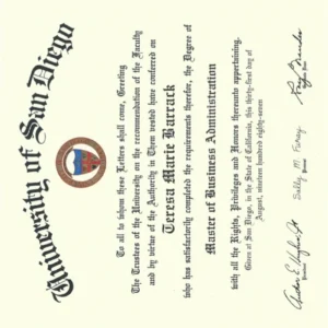 美国圣地亚哥大学毕业证书University of San Diego照片