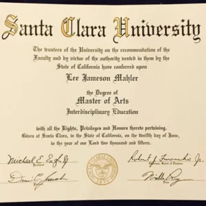 美国圣克拉拉大学毕业证书Santa Clara University照片