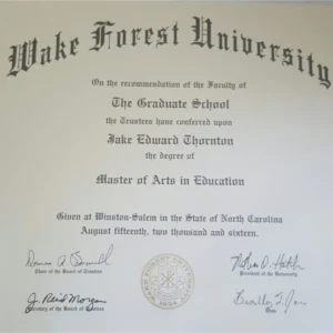 美国维克森林大学毕业证书Wake Forest University照片