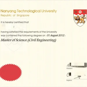 新加坡南洋理工大学毕业证书Nanyang Technological University照片