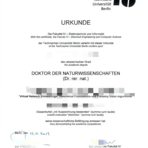 德国柏林工业大学毕业证照片邮寄