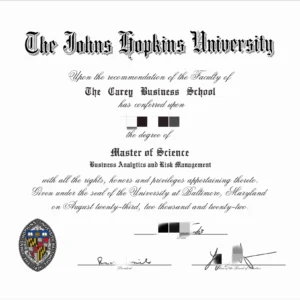 美国约翰霍普金斯大学毕业证书The Johns Hopkins University照片