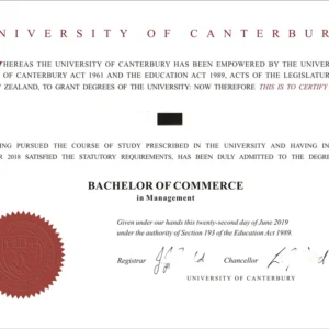 新西兰坎特伯雷大学毕业证书University of Canterbury照片