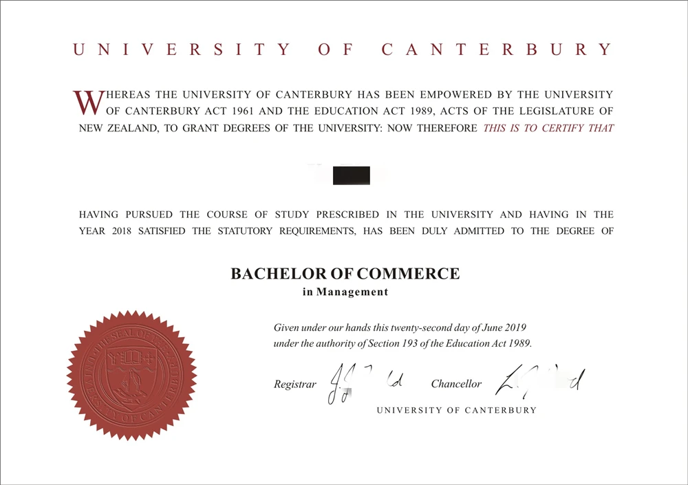 新西兰坎特伯雷大学毕业证书University of Canterbury照片