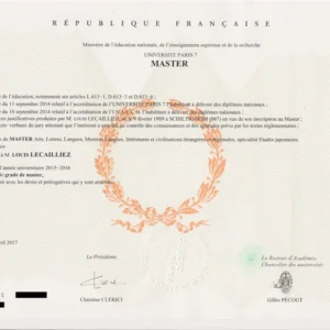 法国巴黎第七大学毕业证照片邮寄